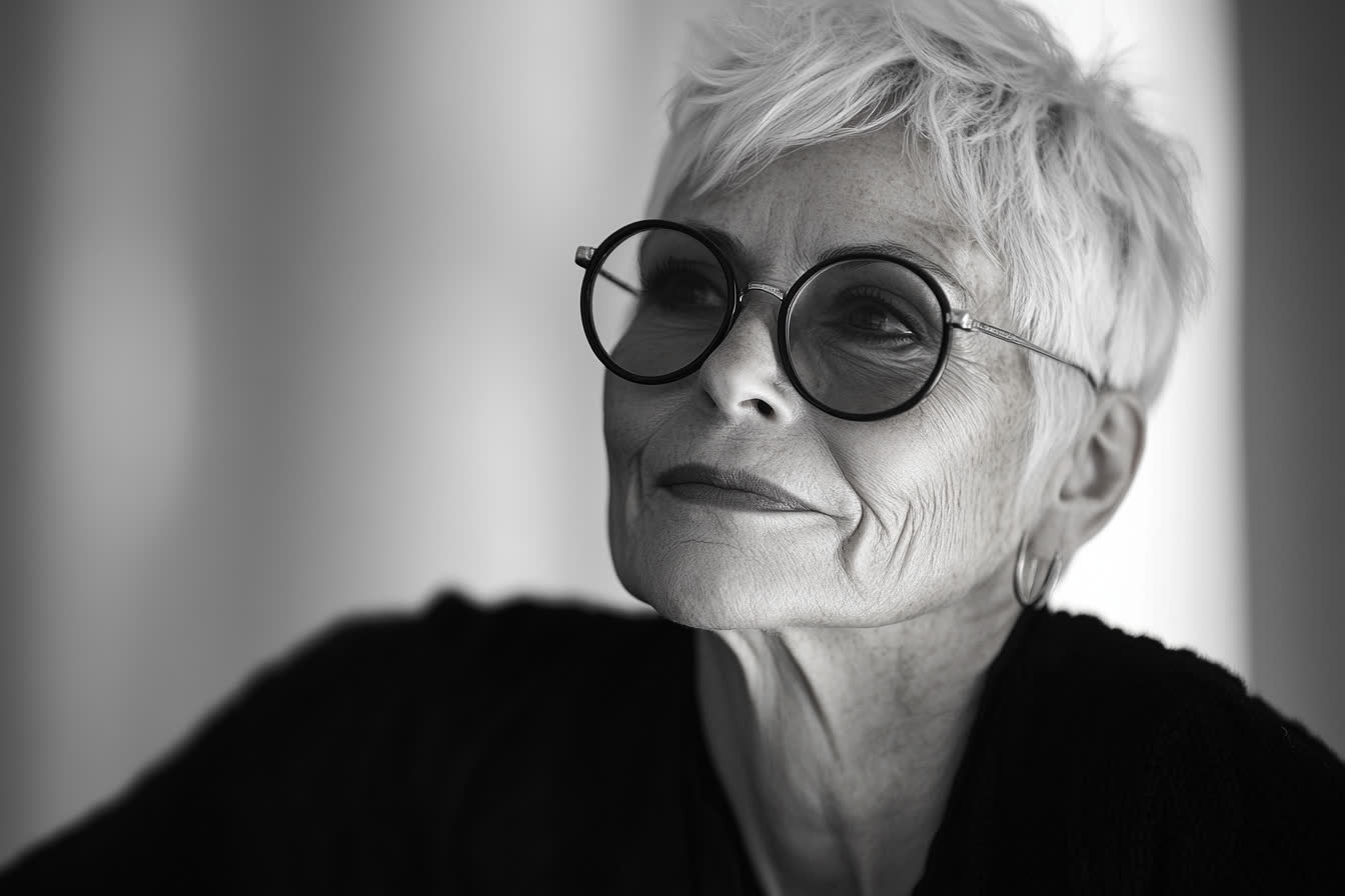 Les plus belles coiffures pour femme de 70 ans avec lunettes 🌹
