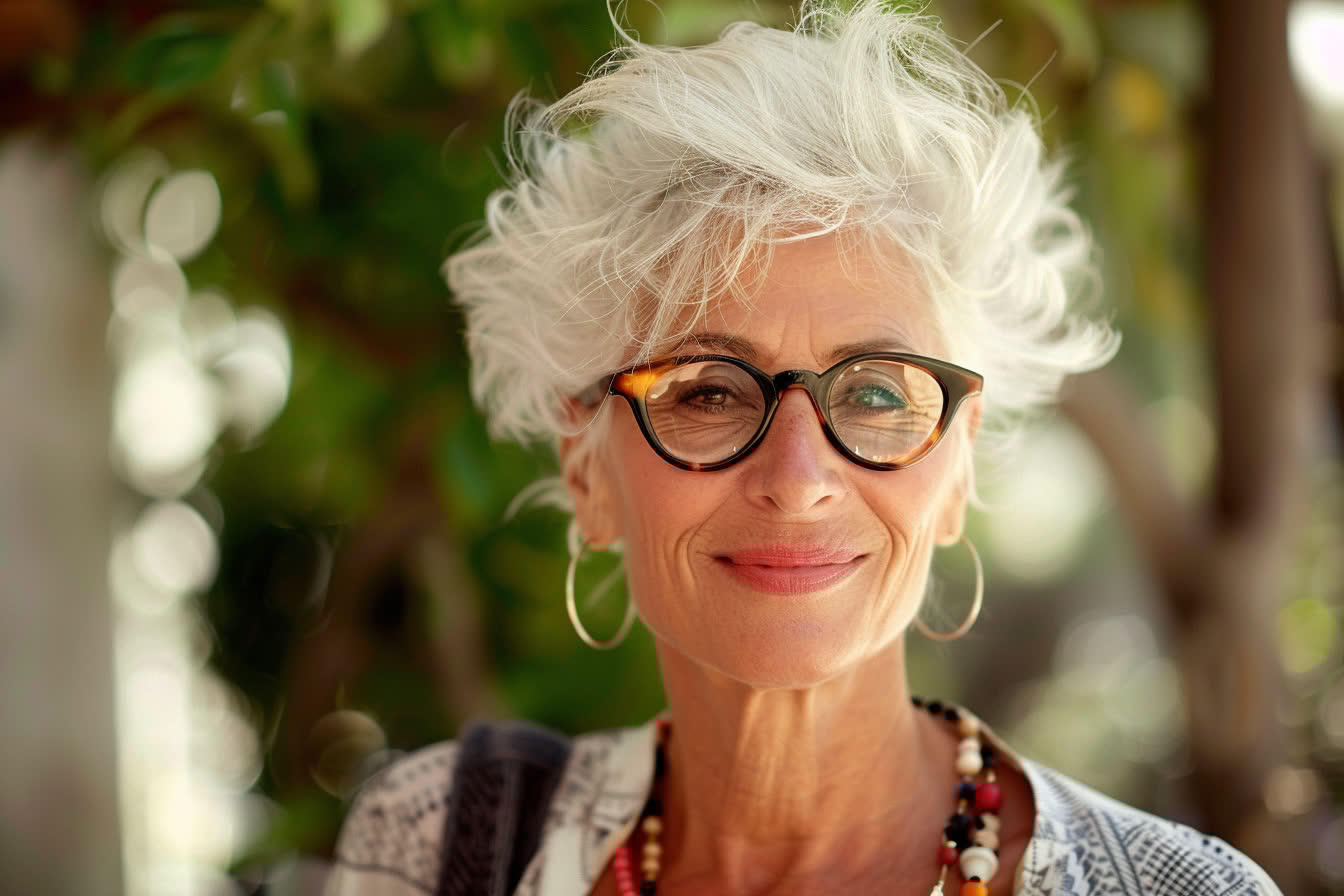 Les plus belles coiffures pour femme de 70 ans avec lunettes 🌹