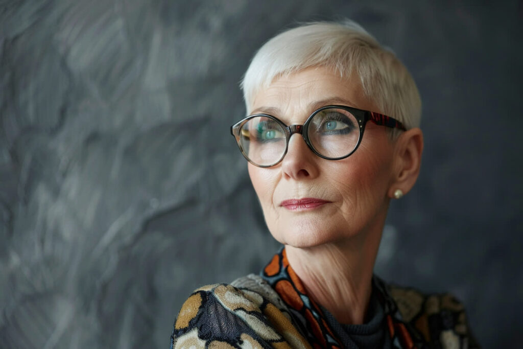 coupe de cheveux femme 70 ans avec lunettes