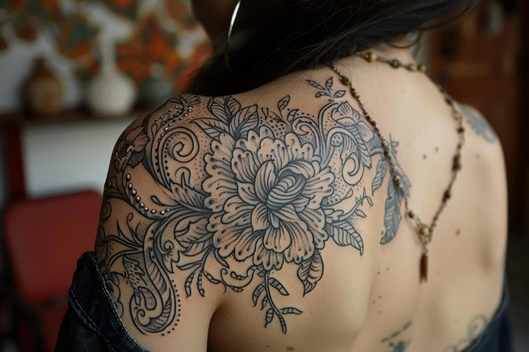 tatouage dentelle bras femme