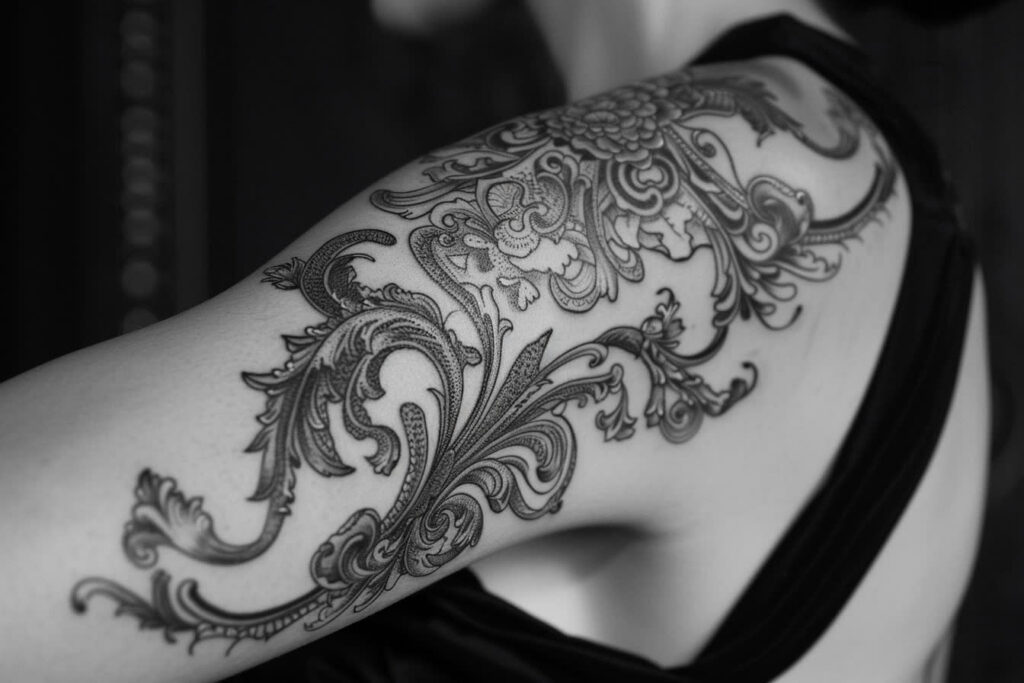 tatouage dentelle bras femme