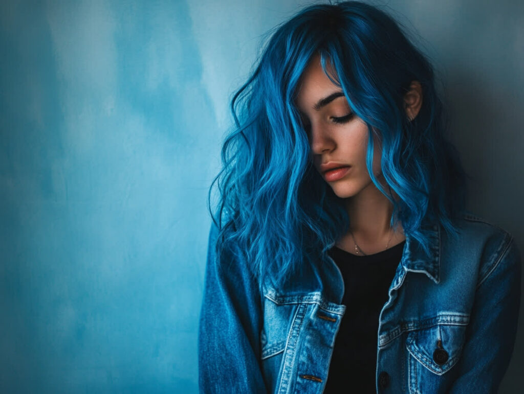 cheveux bleu