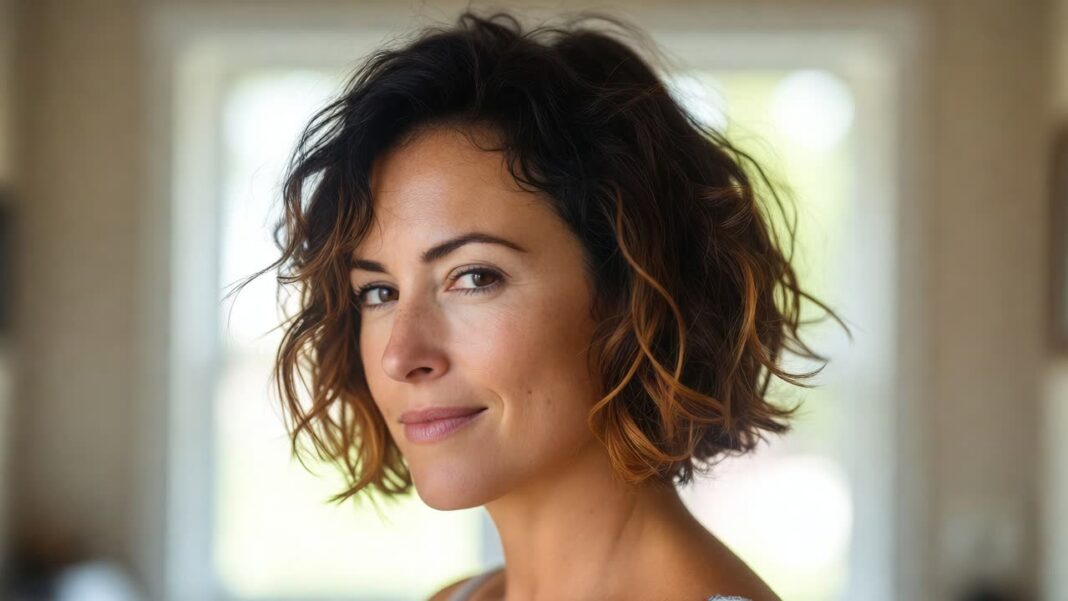 balayage caramel pour femme brune avec coupe au carré